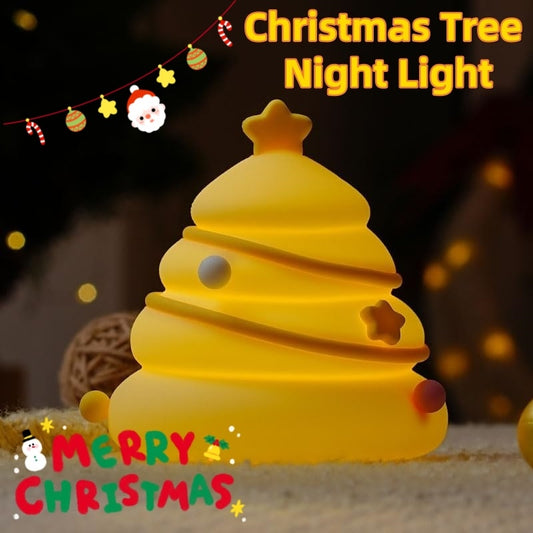 Christmas Tree Silicone Night Light - USB Rechargeable Kids' Table Lamp