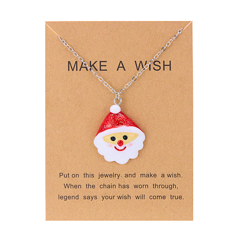 Cute Cartoon Resin Necklace - Snowman & Santa Claus Pendant Jewelry