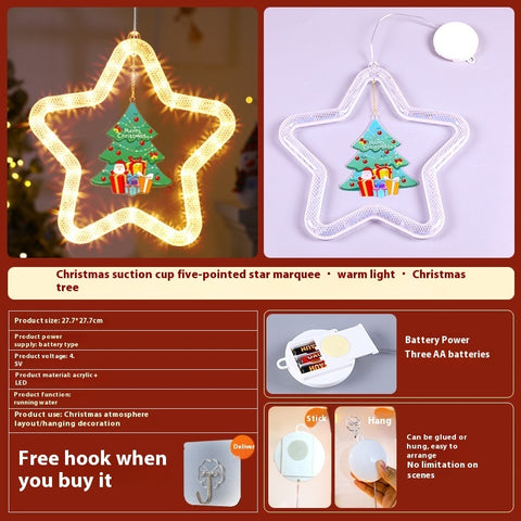 LED Christmas Star Pendant Light - Holiday Window & Door Decoration