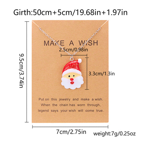 Cute Cartoon Resin Necklace - Snowman & Santa Claus Pendant Jewelry