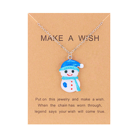 Cute Cartoon Resin Necklace - Snowman & Santa Claus Pendant Jewelry