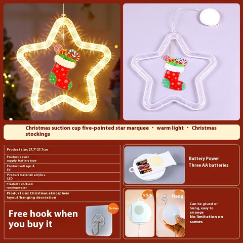 LED Christmas Star Pendant Light - Holiday Window & Door Decoration